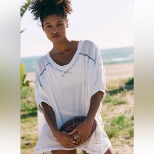 NWT Free People White Oversized Field Tee Size Medium